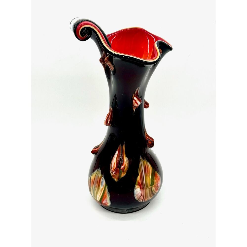 Original Essie Zareh Vintage Vase Stamped Applied Colorful Glass Nodules - 17"H